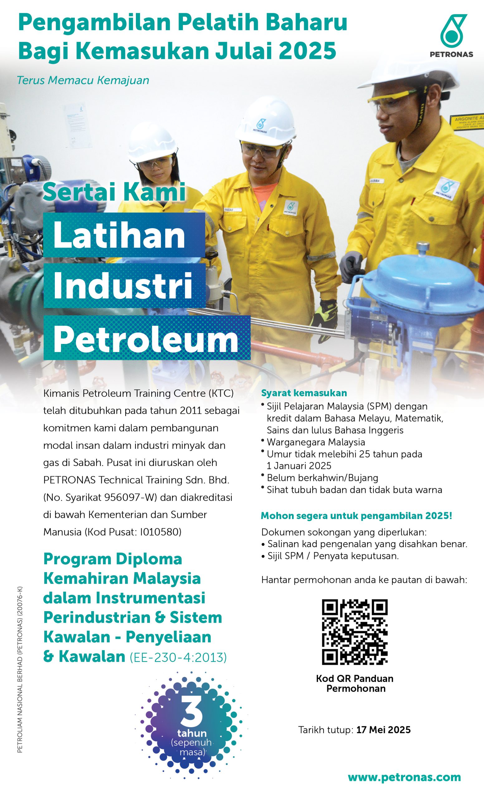 Program Diploma Kemahiran Malaysia dalam Instrumentasi Perindustrian & Sistem Kawalan – Penyeliaan & Kawalan,  Ambilan 2025